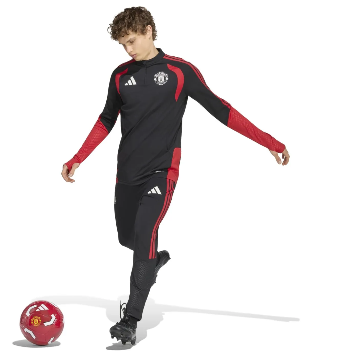 adidas Manchester United Trainingstrui 1/4-Zip 2026-2027 Zwart Rood Wit