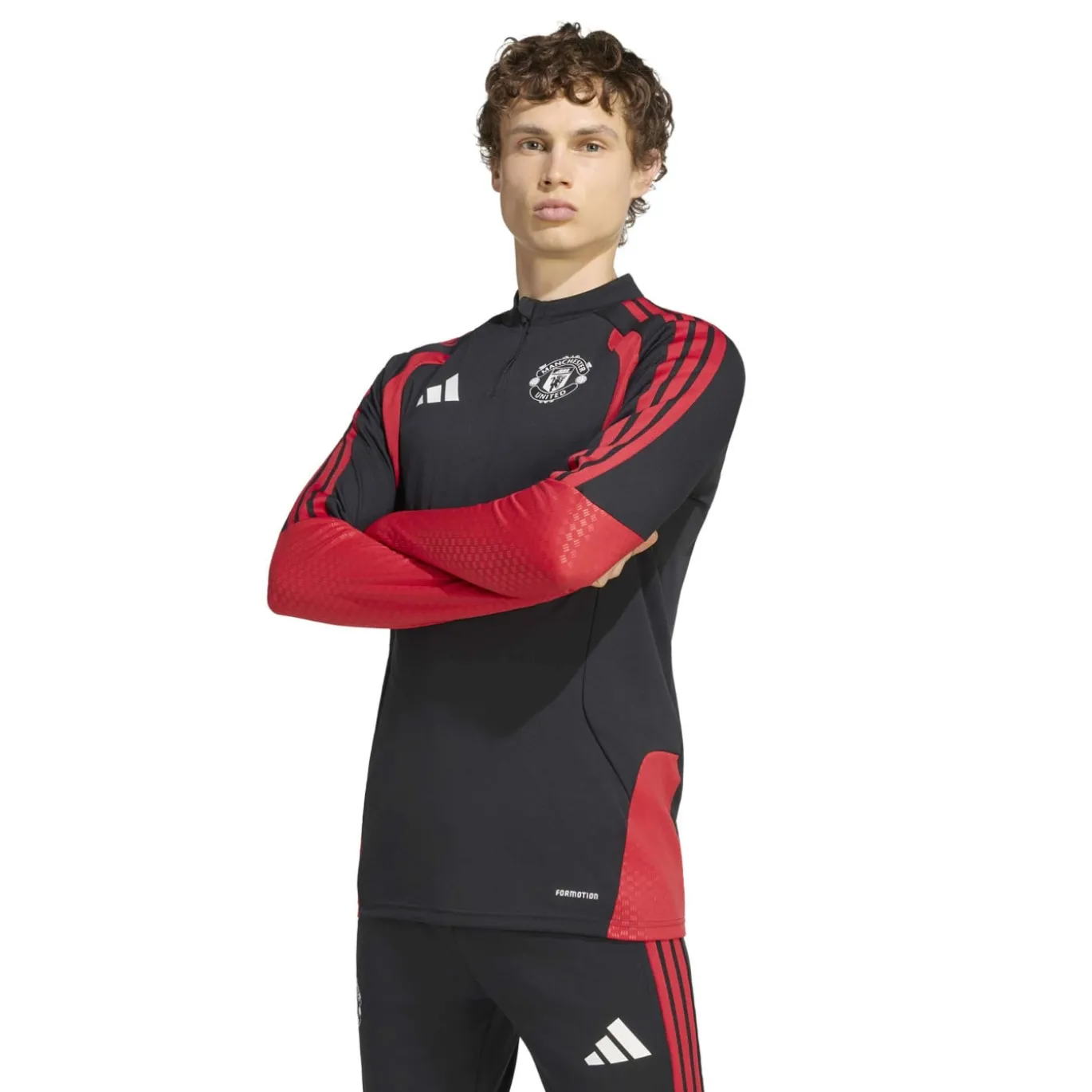 adidas Manchester United Trainingspak 1/4-Zip 2026-2027 Zwart Rood Wit