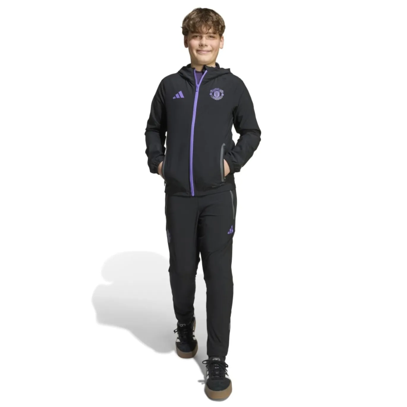 adidas Manchester United Vis Tech Trainingspak Full-Zip Kids Zwart Paars