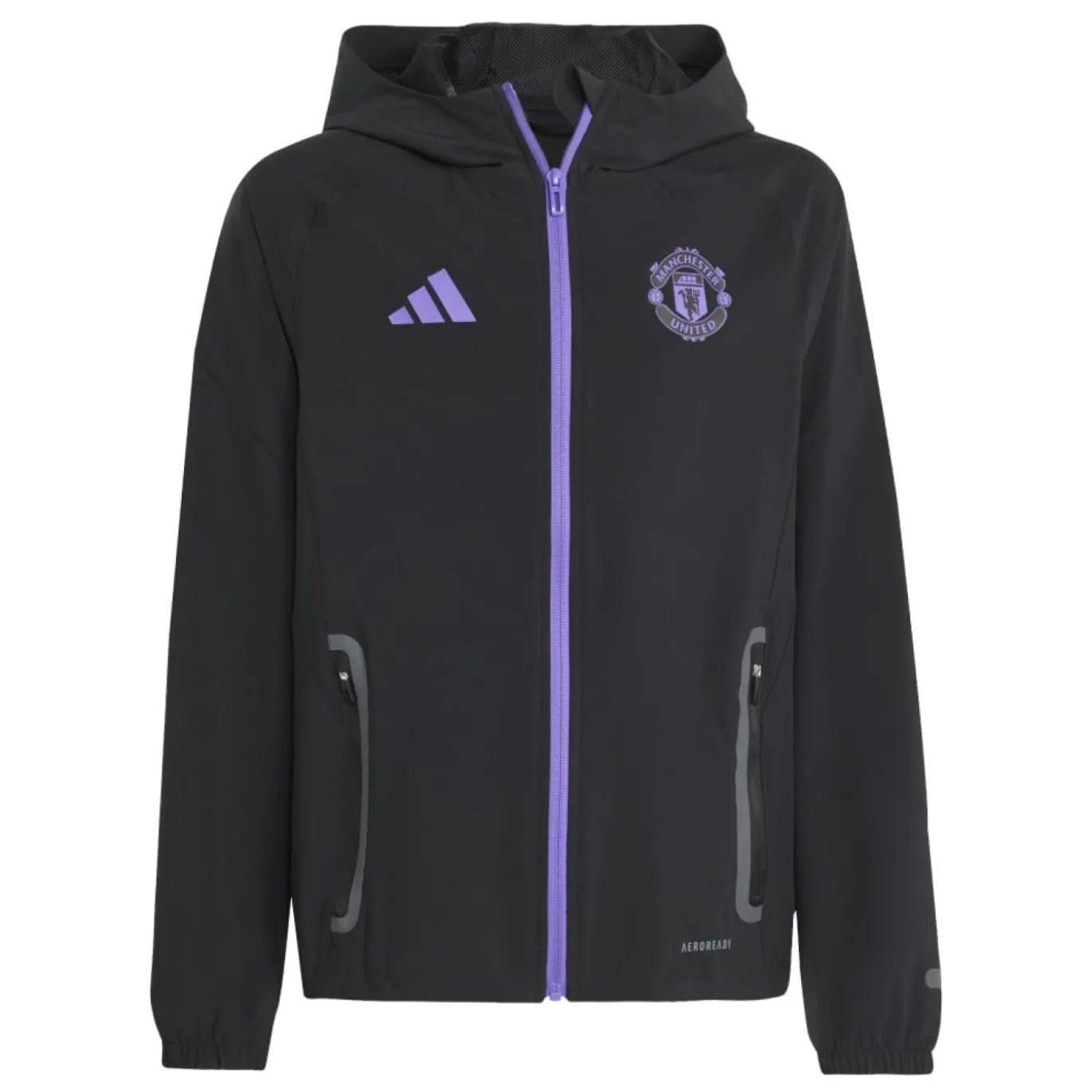 adidas Manchester United Vis Tech Trainingspak Full-Zip Kids Zwart Paars