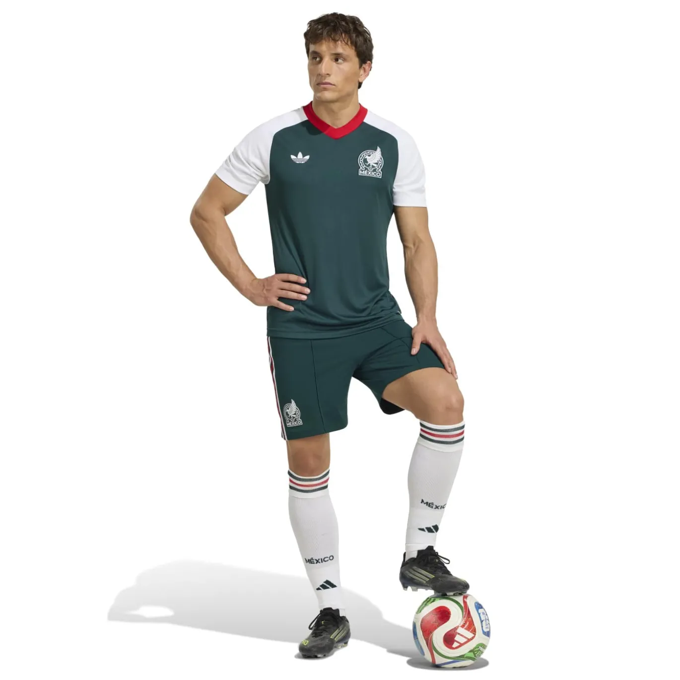 adidas Mexico Pre-Match Trainingsshirt 2026-2028 Donkergroen Wit Rood
