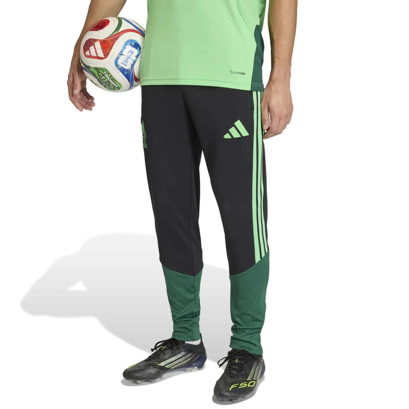 adidas Mexico Trainingsbroek 2026-2028 Zwart Lichtgroen Groen
