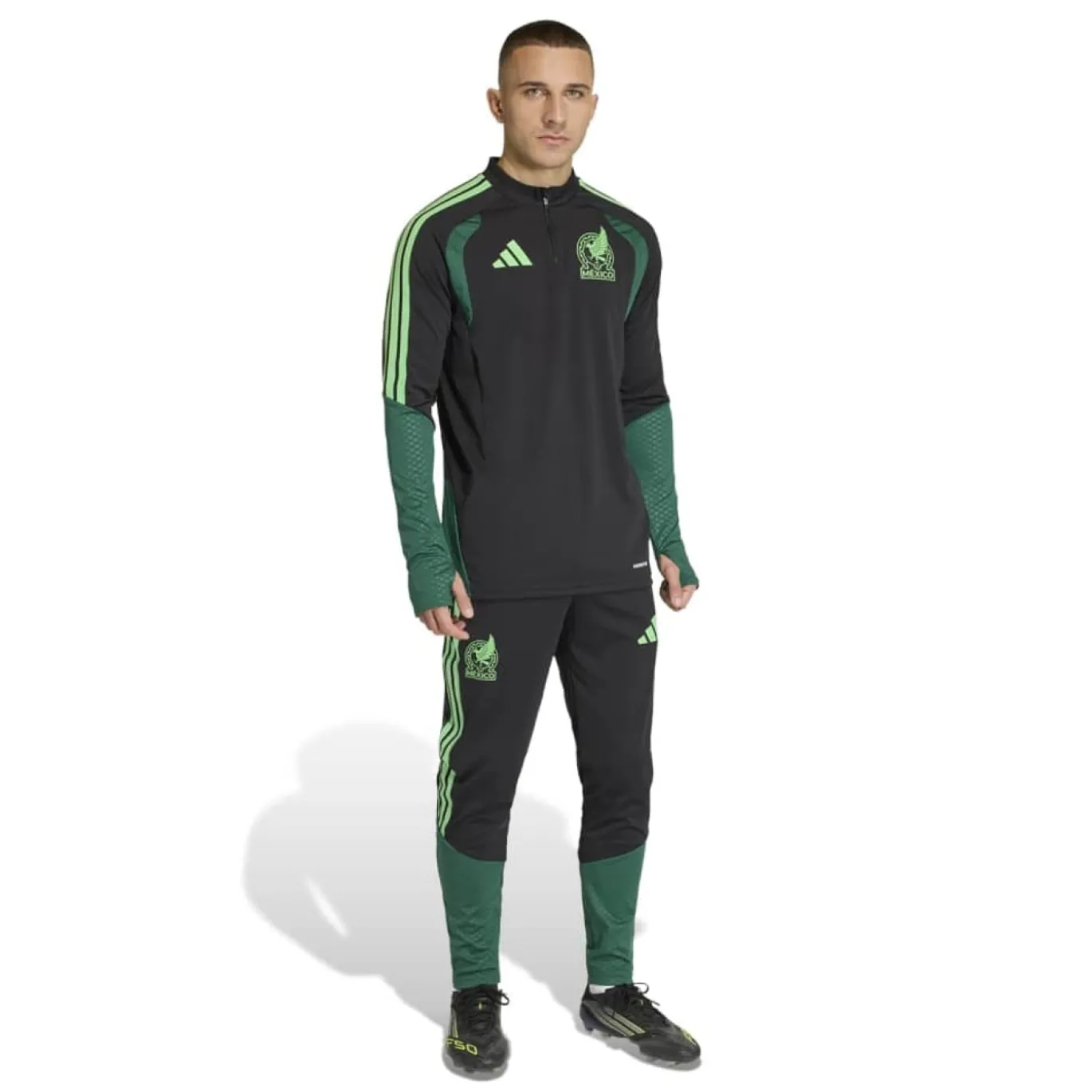 adidas Mexico Trainingspak 1/4-Zip 2026-2028 Zwart Lichtgroen Groen