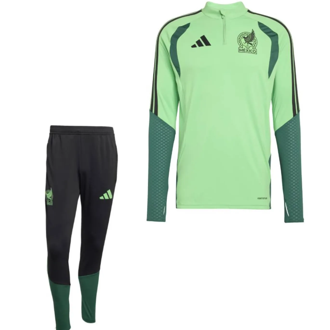 adidas Mexico Trainingspak 1/4-Zip 2026-2028 Lichtgroen Zwart Groen