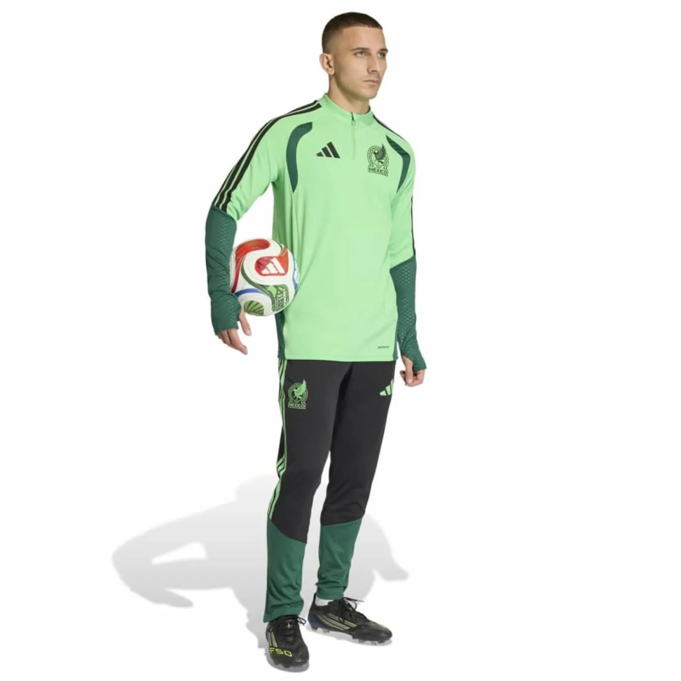 adidas Mexico Trainingspak 1/4-Zip 2026-2028 Lichtgroen Zwart Groen