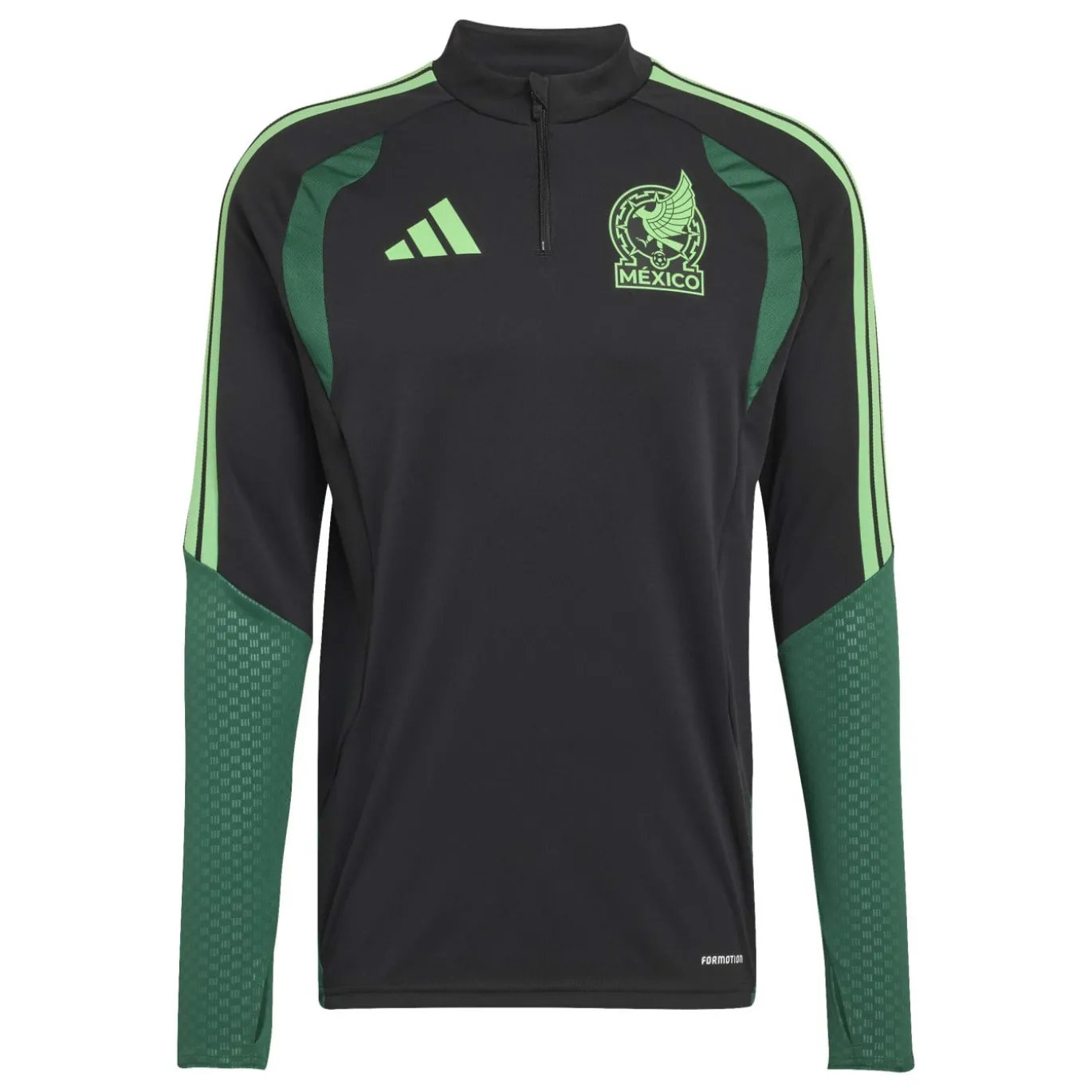 adidas Mexico Trainingstrui 1/4-Zip 2026-2028 Zwart Lichtgroen Groen