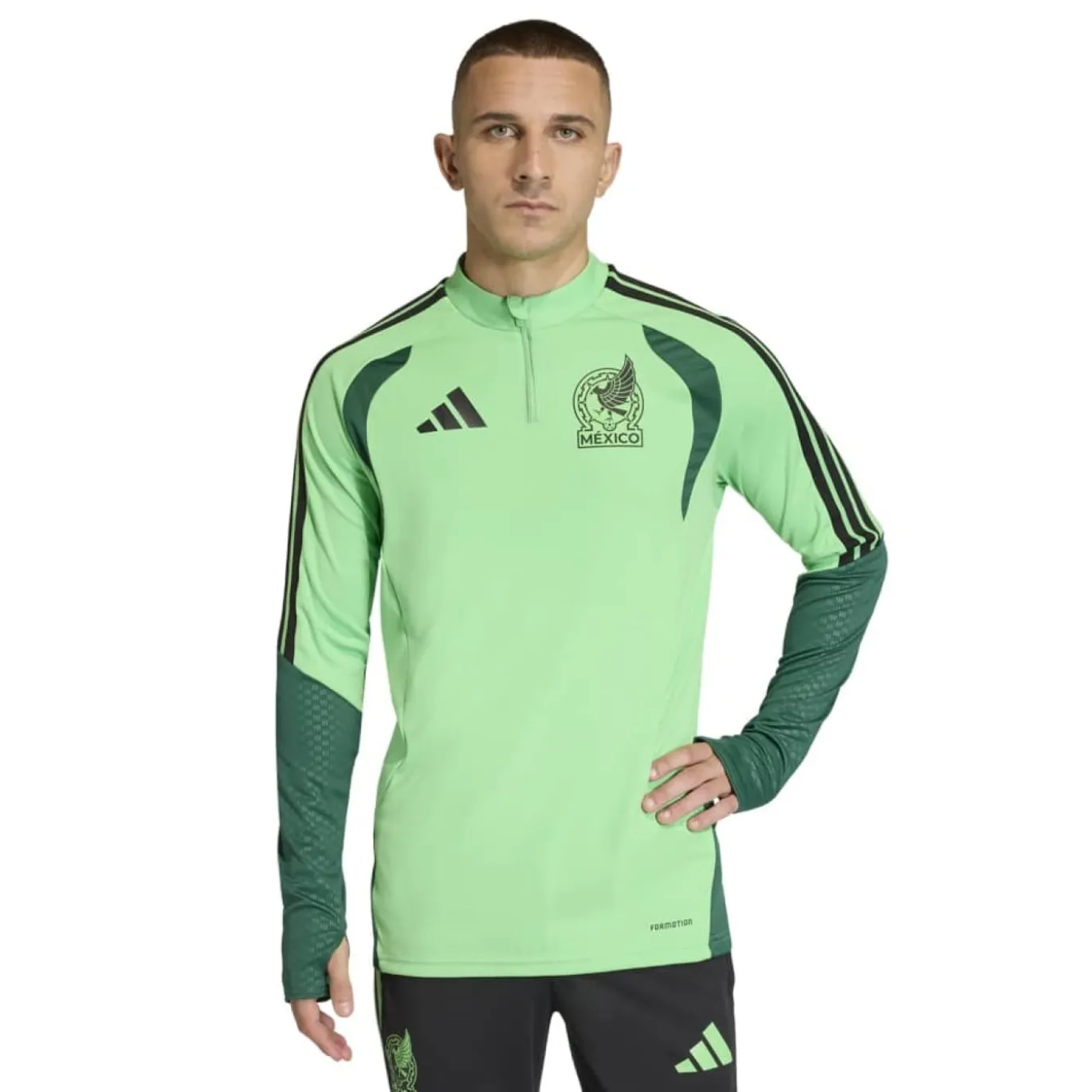 adidas Mexico Trainingstrui 1/4-Zip 2026-2028 Lichtgroen Groen Zwart