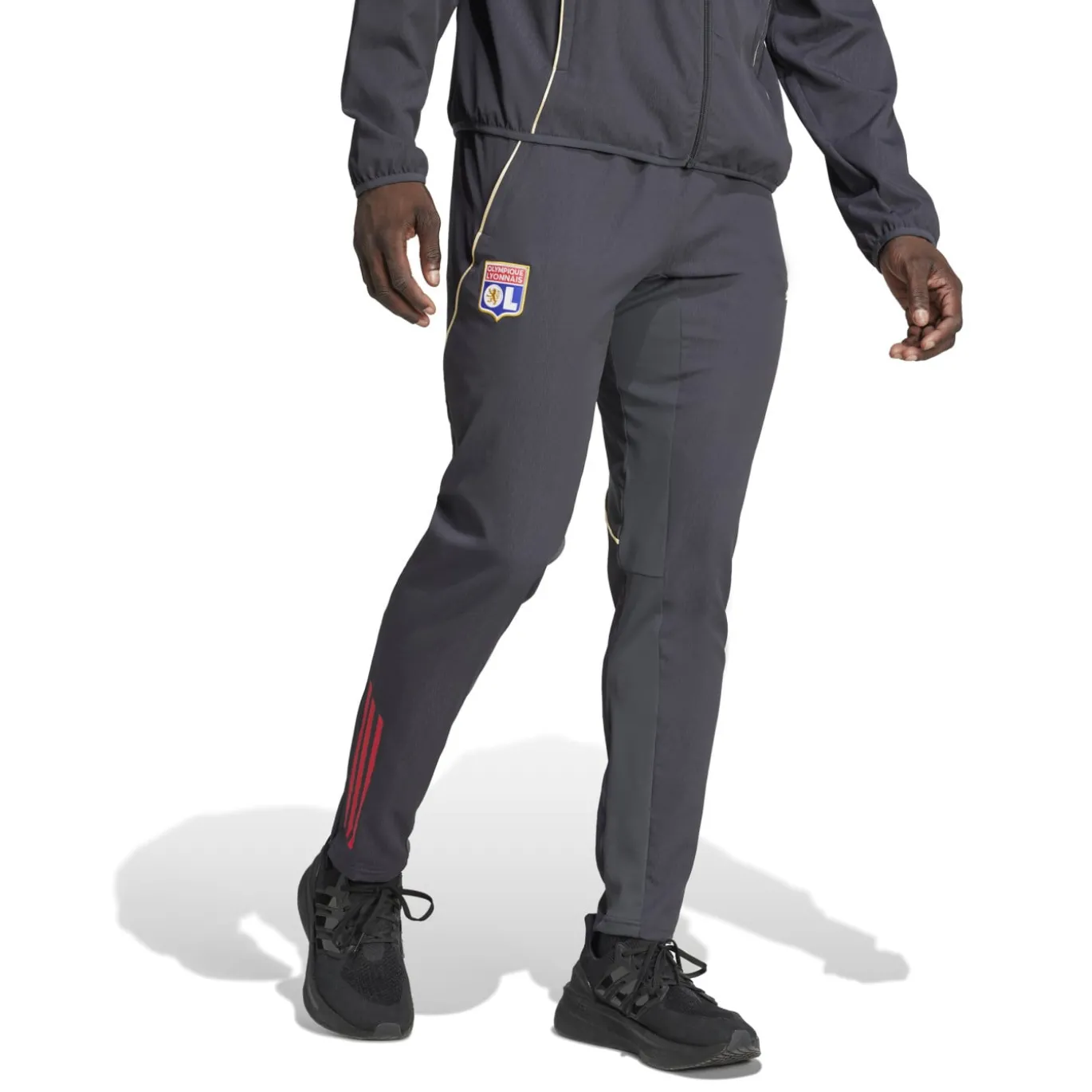 adidas Olympique Lyon Presentatie Trainingspak Full-Zip 2025-2026 Donkergrijs Goud Rood Blauw