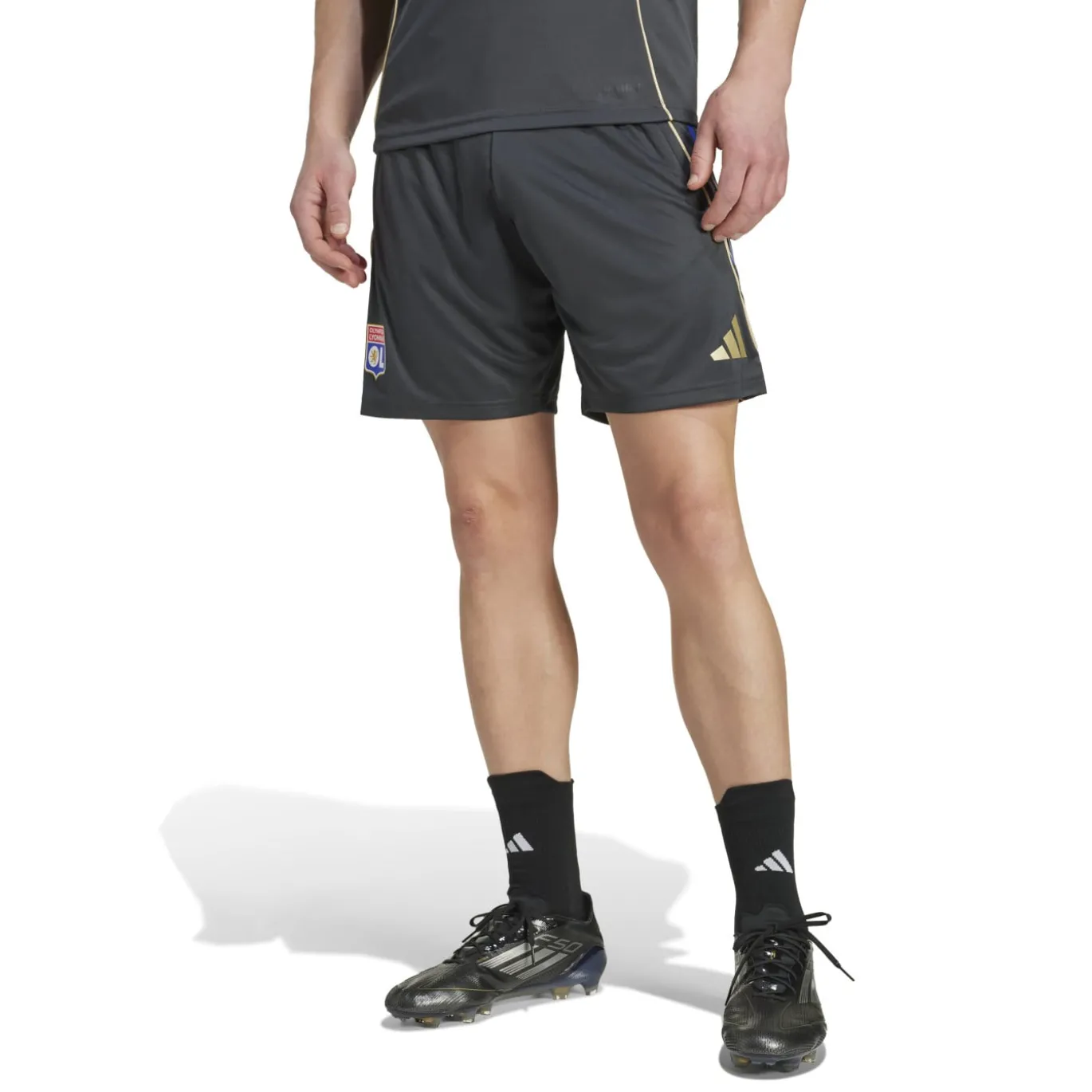 adidas Olympique Lyon Trainingsbroekje 2025-2026 Donkergrijs Goud Rood Blauw