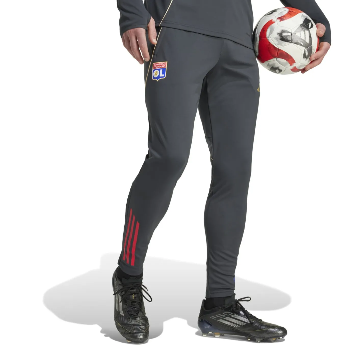 adidas Olympique Lyon Trainingspak 1/4-Zip 2025-2026 Donkergrijs Goud Rood Blauw