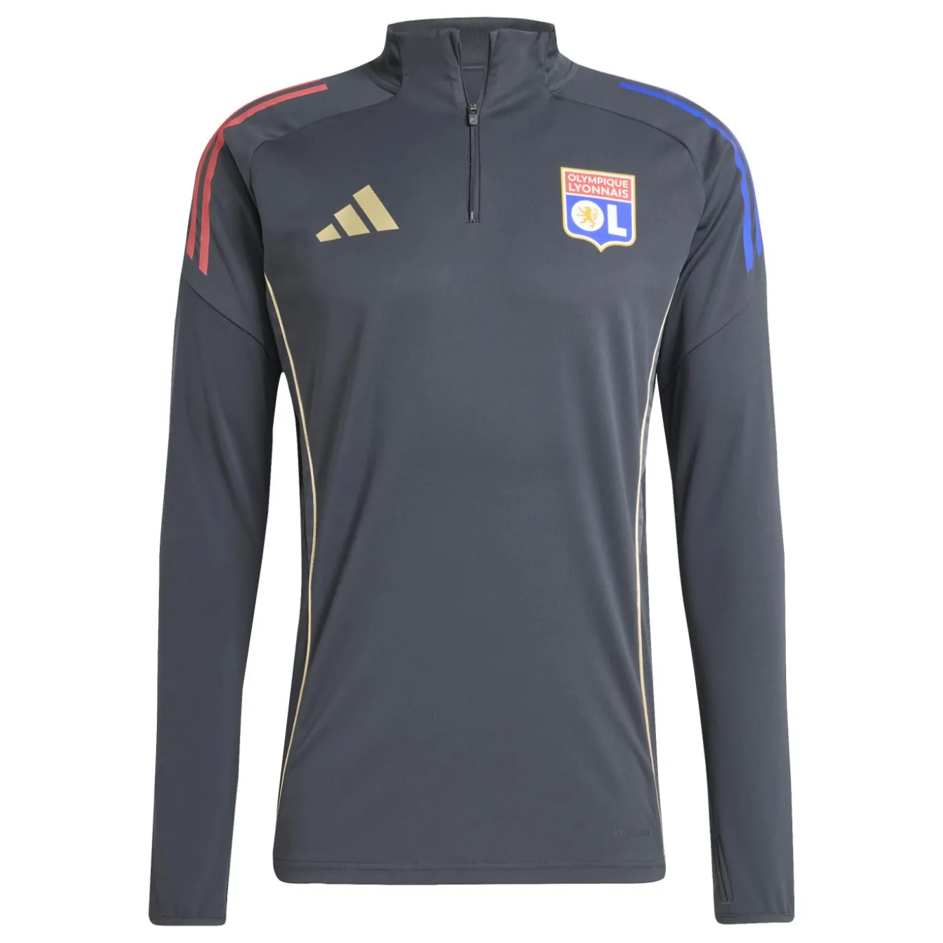 adidas Olympique Lyon Trainingstrui 1/4-Zip 2025-2026 Donkergrijs Goud Rood Blauw