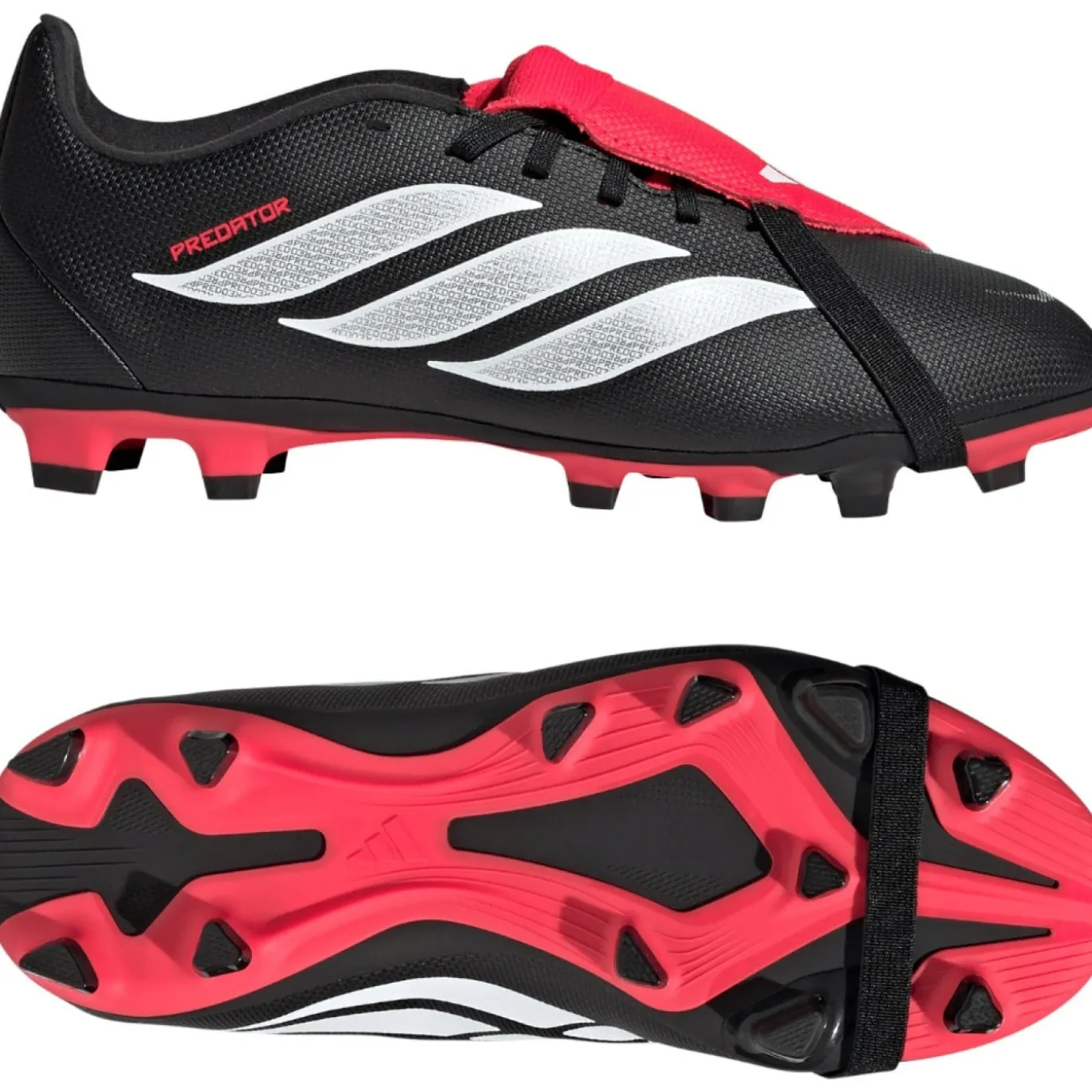 adidas Predator Club FT Gras / Kunstgras Voetbalschoenen (MG) Kids Zwart Wit Rood