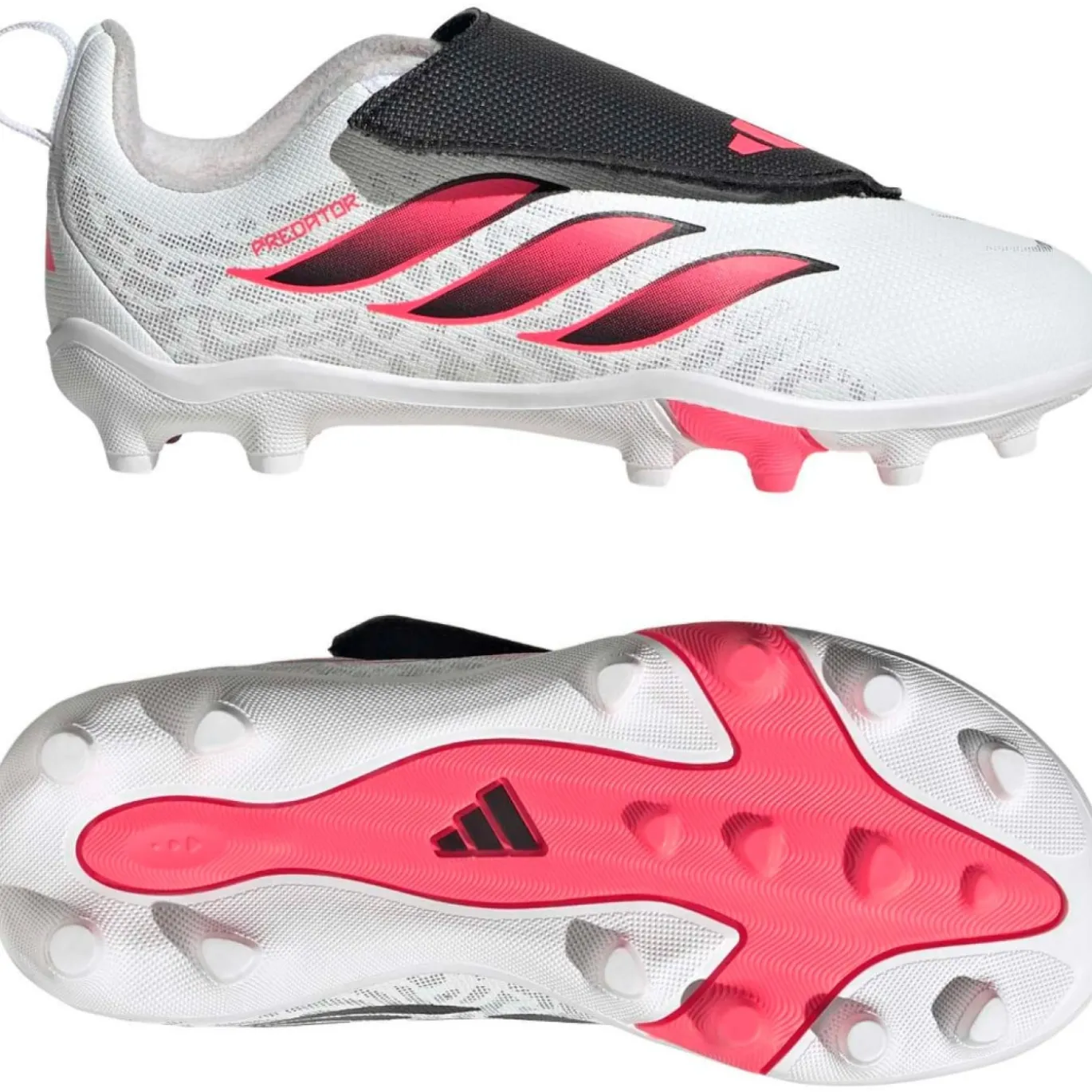 adidas Predator Club FT Velcro Gras / Kunstgras Voetbalschoenen (MG) Kleuters Wit Zwart Roze