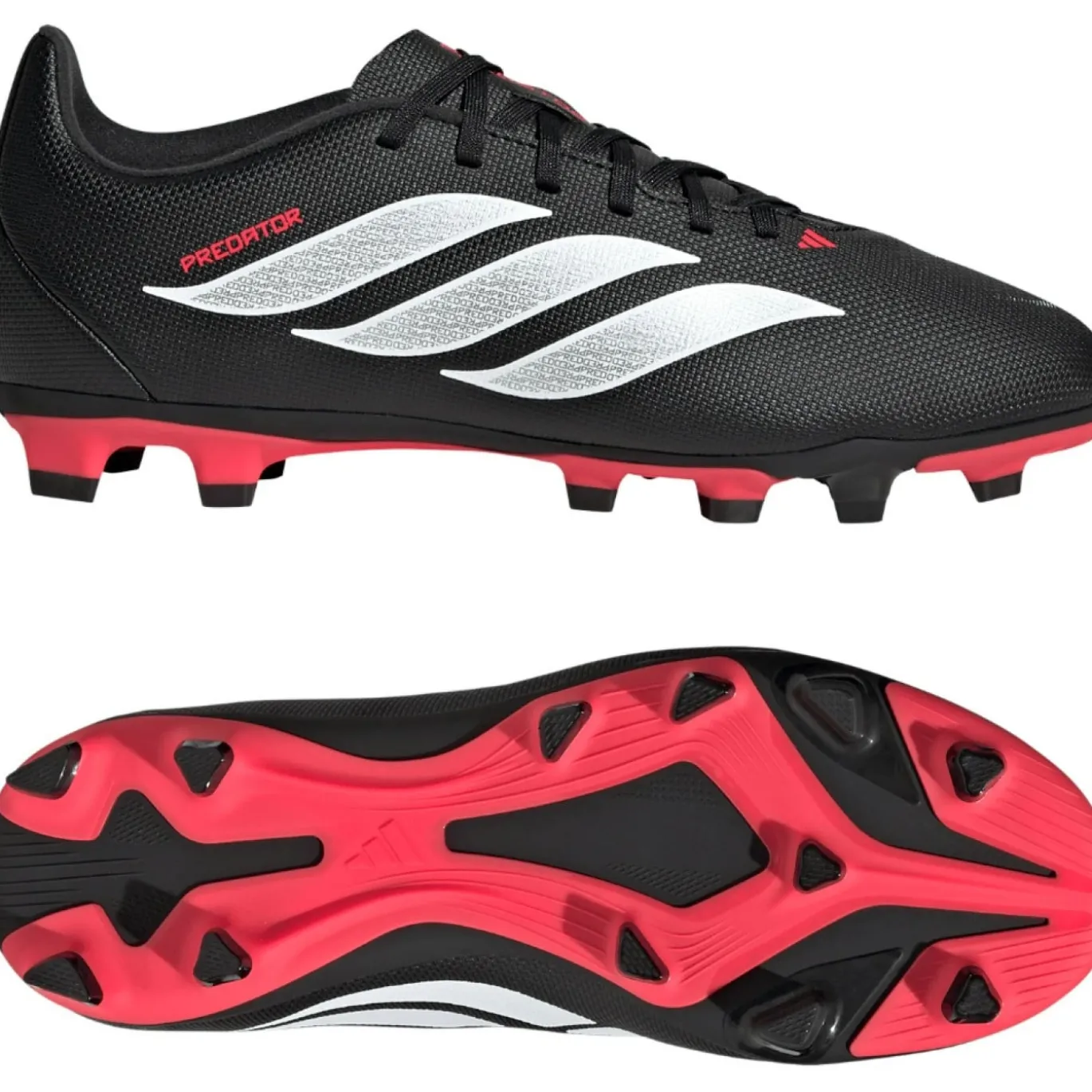 adidas Predator Club Gras / Kunstgras Voetbalschoenen (MG) Kids Zwart Wit Rood