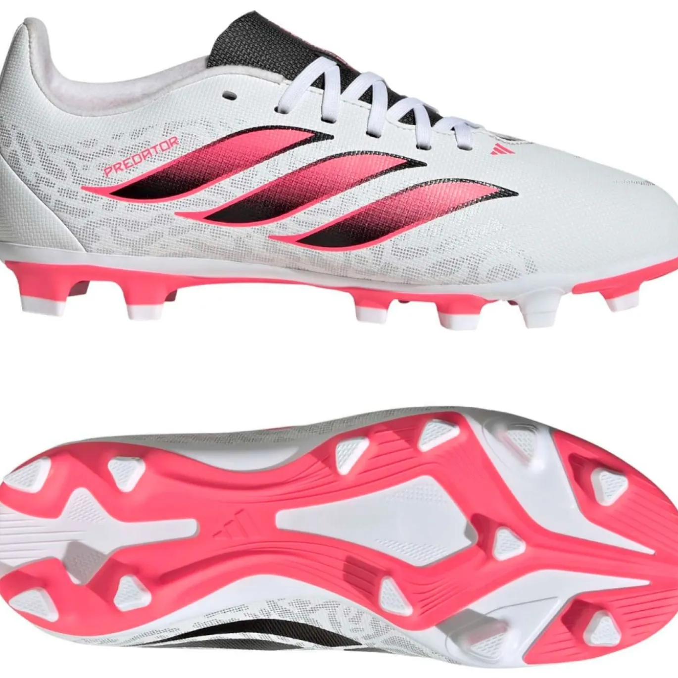 adidas Predator Club Gras / Kunstgras Voetbalschoenen (MG) Kids Wit Zwart Roze
