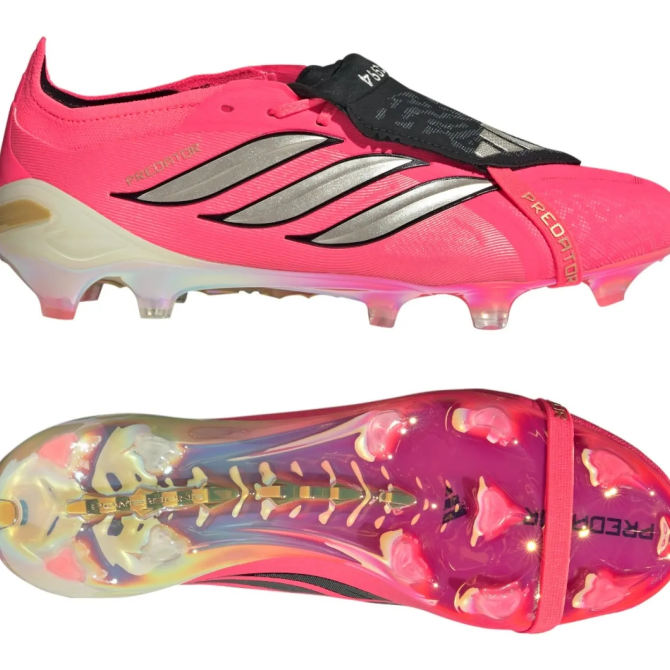 adidas Predator Elite FT Gras Voetbalschoenen (FG) Felroze Zilvergrijs Zwart Goud