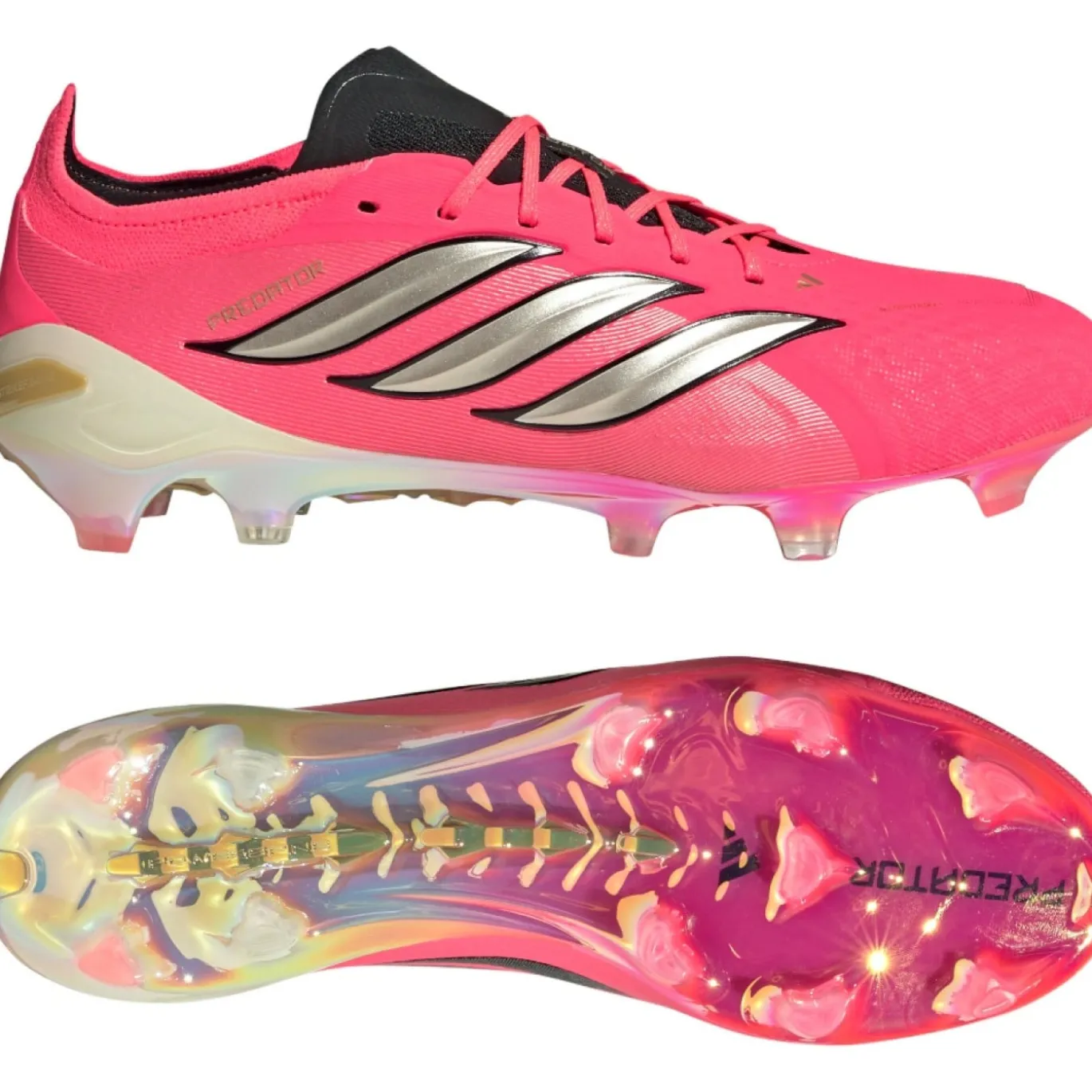 adidas Predator Elite Gras Voetbalschoenen (FG) Felroze Zilvergrijs Zwart Goud
