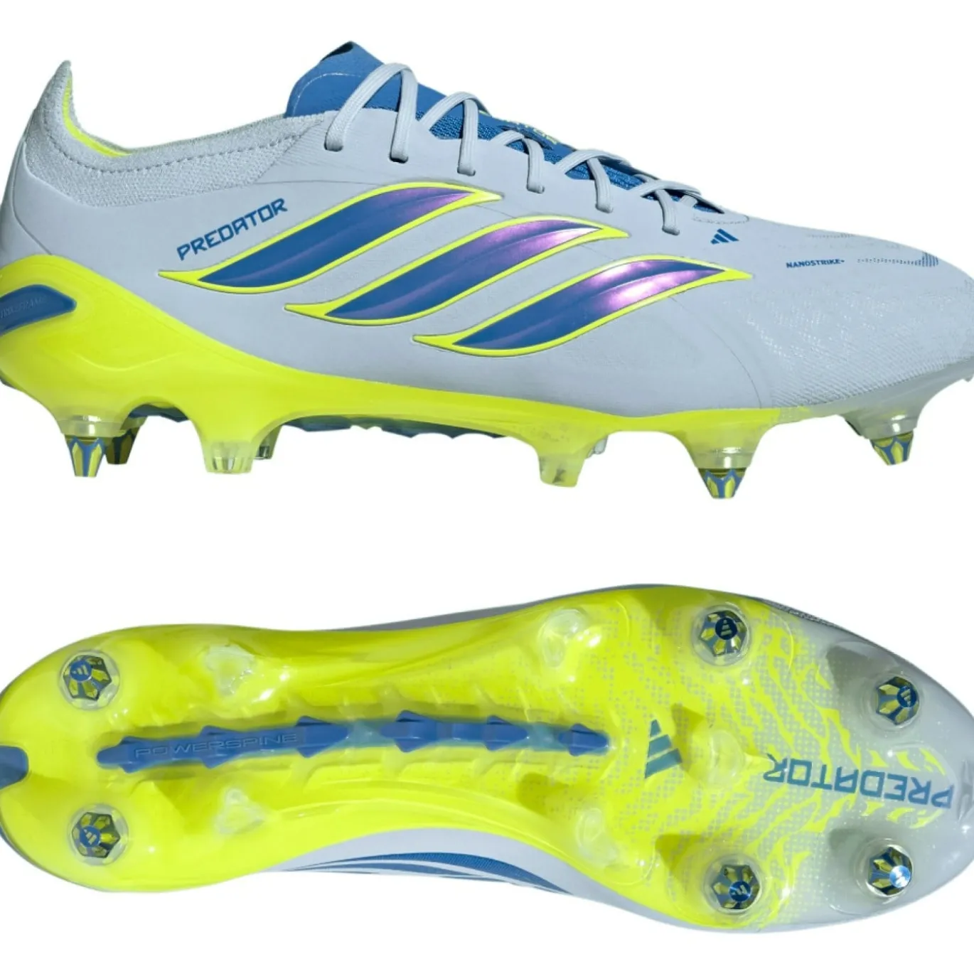 adidas Predator Elite IJzeren-Nop Voetbalschoenen (SG) Lichtblauw Blauw Geel