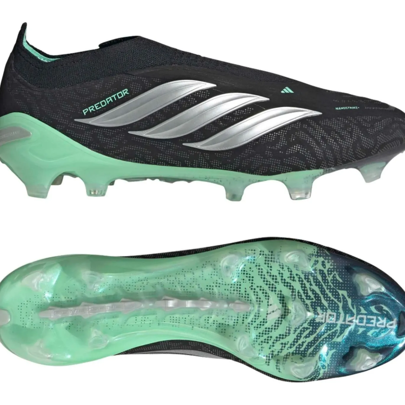 adidas Predator Elite Veterloze Gras Voetbalschoenen (FG) Zwart Zilver Mintgroen