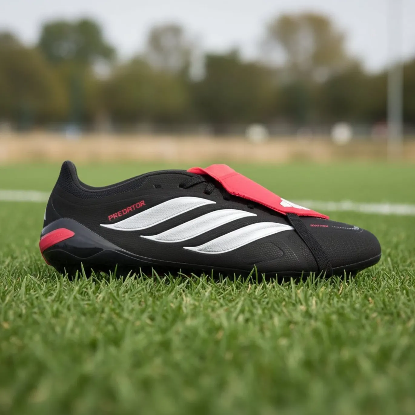 adidas Predator League FT Gras Voetbalschoenen (FG) Zwart Wit Rood