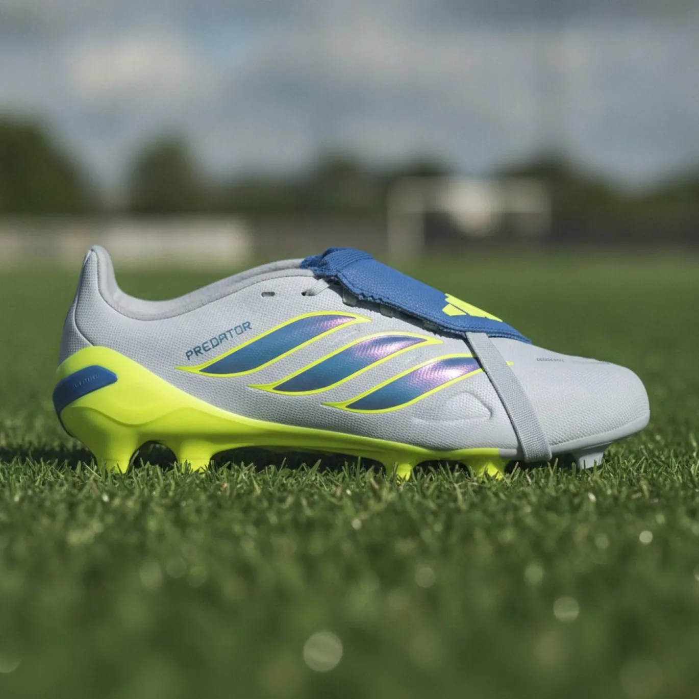 adidas Predator League FT Gras Voetbalschoenen (FG) Kids Lichtblauw Blauw Geel
