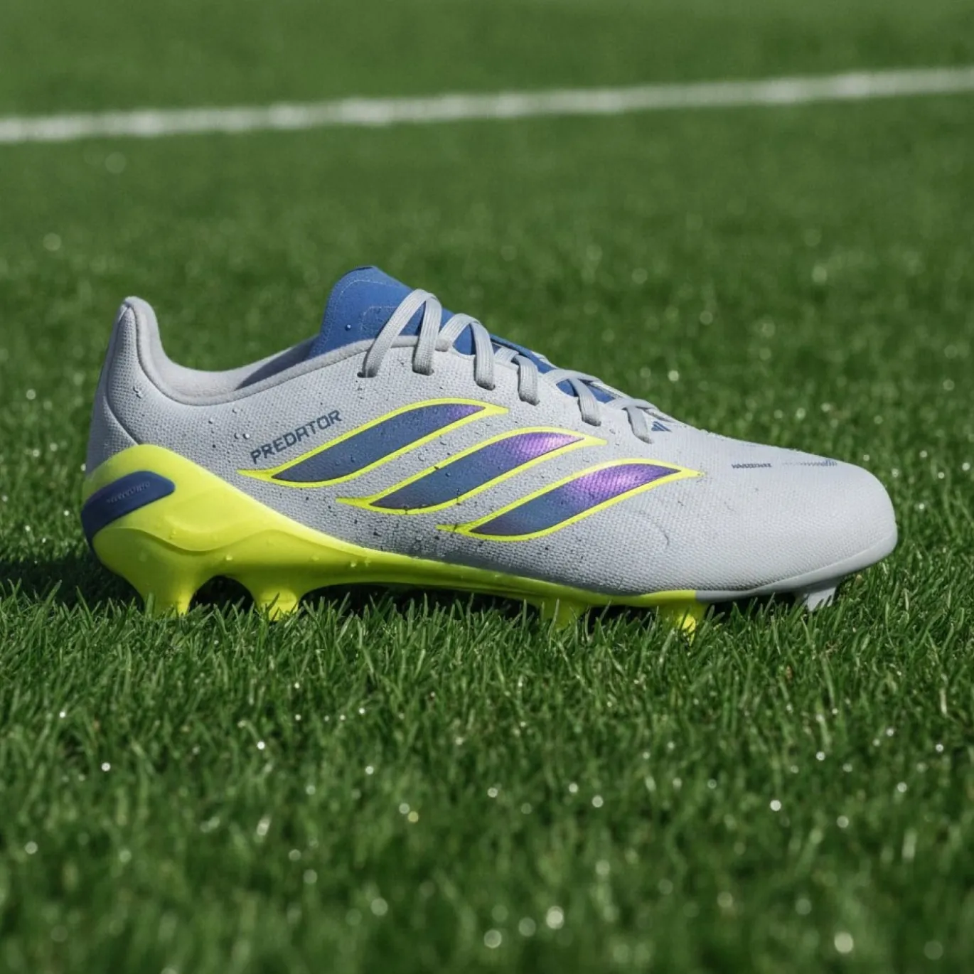 adidas Predator League Gras Voetbalschoenen (FG) Kids Lichtblauw Blauw Geel