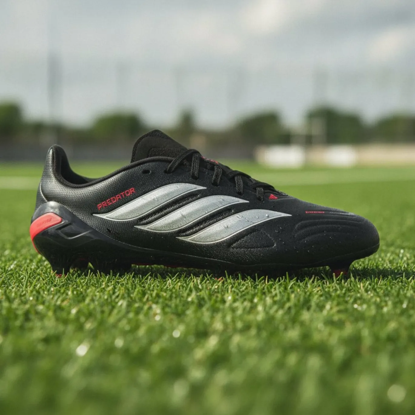adidas Predator League Gras Voetbalschoenen (FG) Kids Zwart Wit Rood