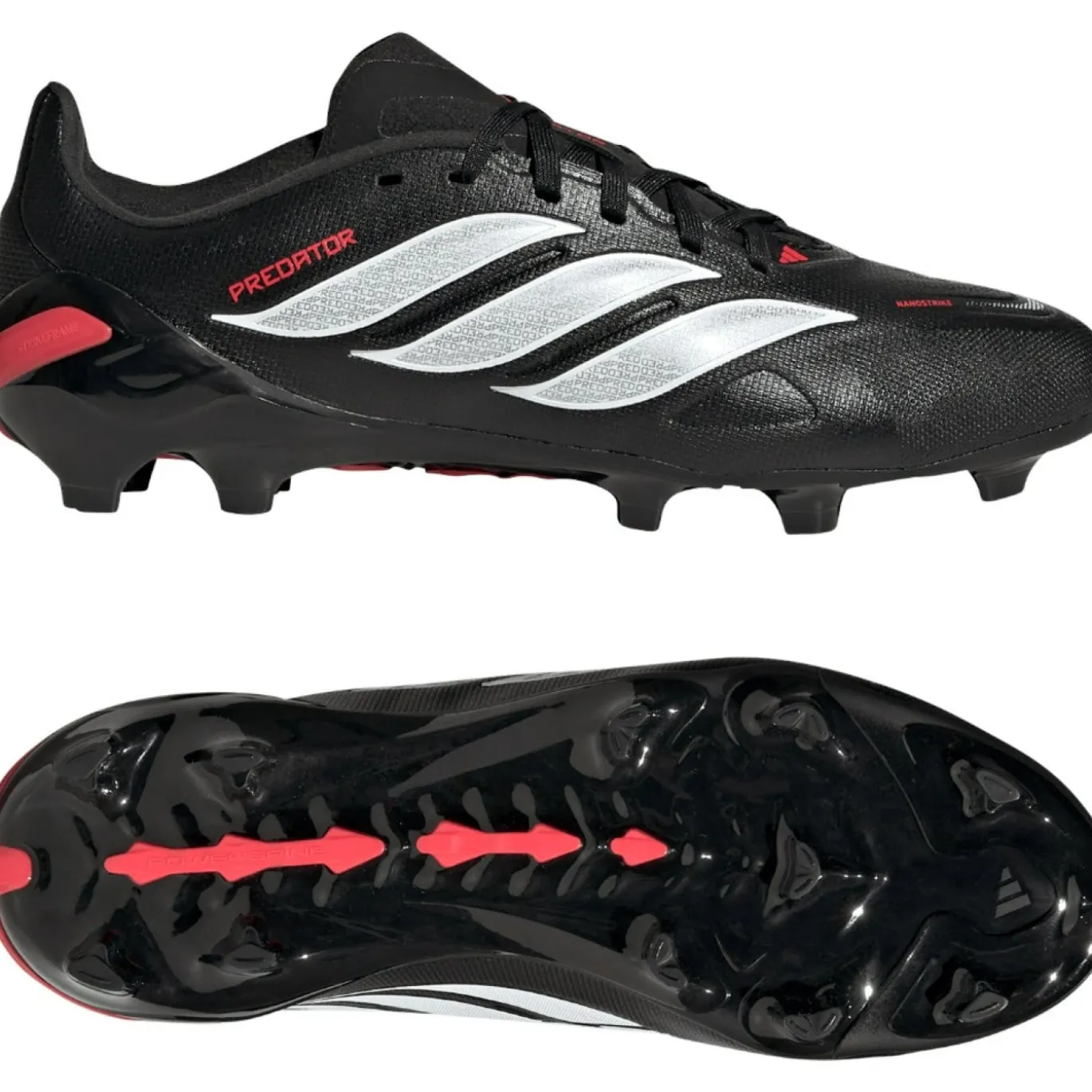adidas Predator League Gras Voetbalschoenen (FG) Kids Zwart Wit Rood