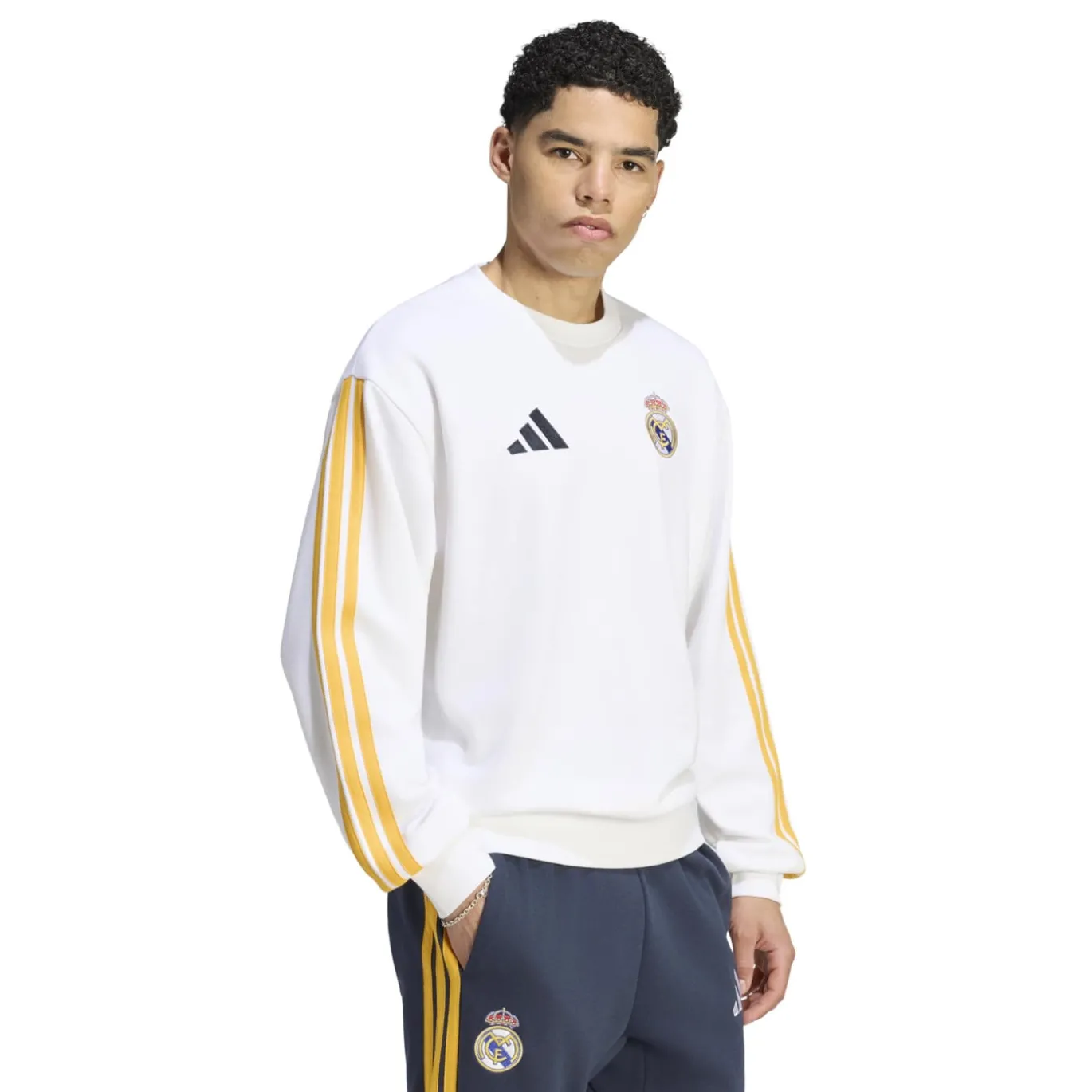 adidas Real Madrid DNA Crew Sweater 2026-2027 Wit Oranje Donkerblauw