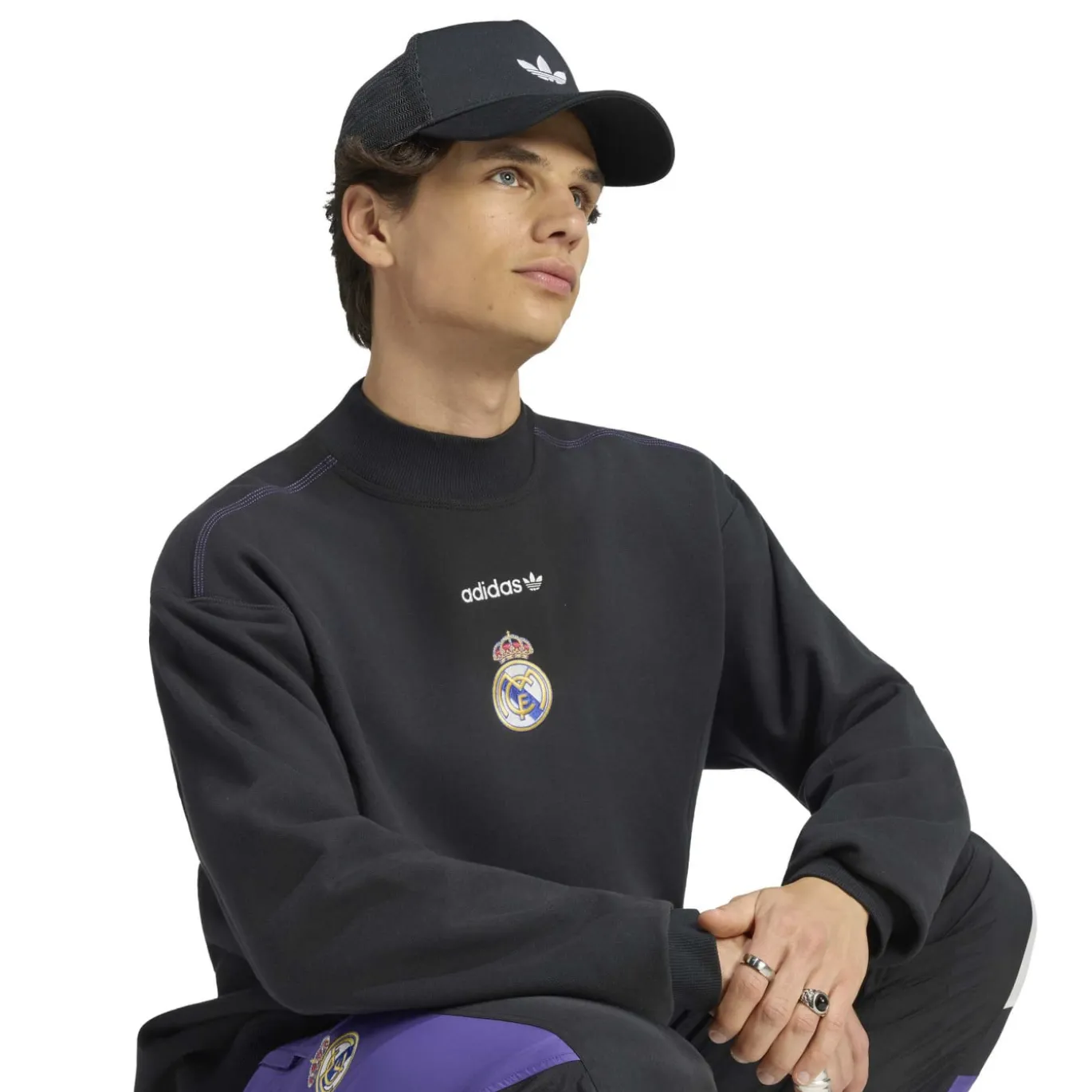 adidas Real Madrid EQT Crew Sweater Zwart Wit Paars