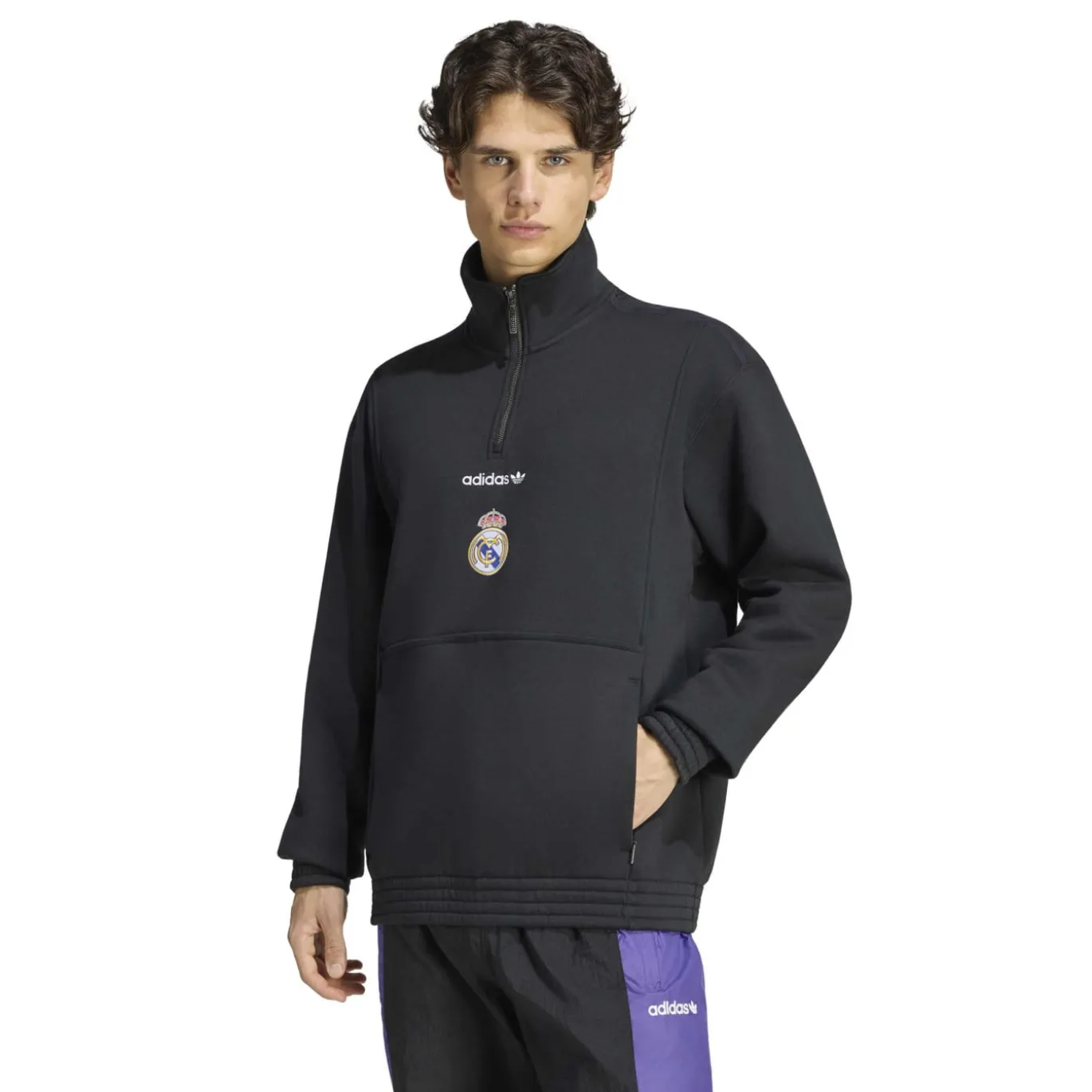 adidas Real Madrid EQT Trainingstrui 1/4-Zip Zwart Wit