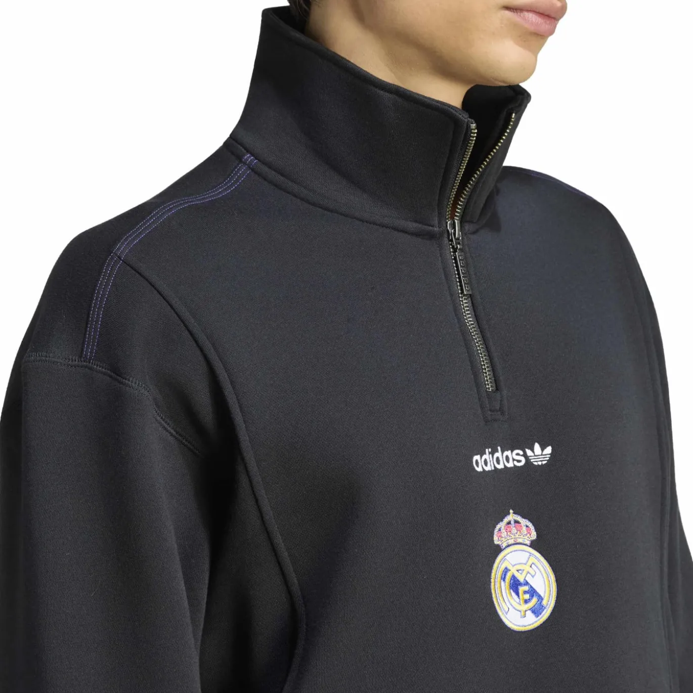 adidas Real Madrid EQT Trainingstrui 1/4-Zip Zwart Wit