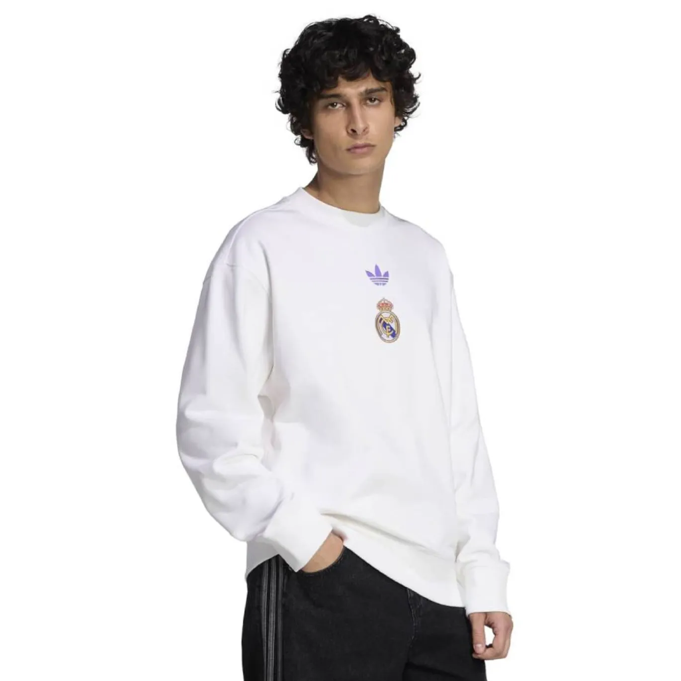 adidas Real Madrid Lifestyler Crew Trainingspak Wit Paars
