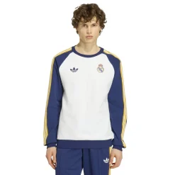 adidas Real Madrid Originals Crew Sweater Wit Donkerblauw Lichtoranje