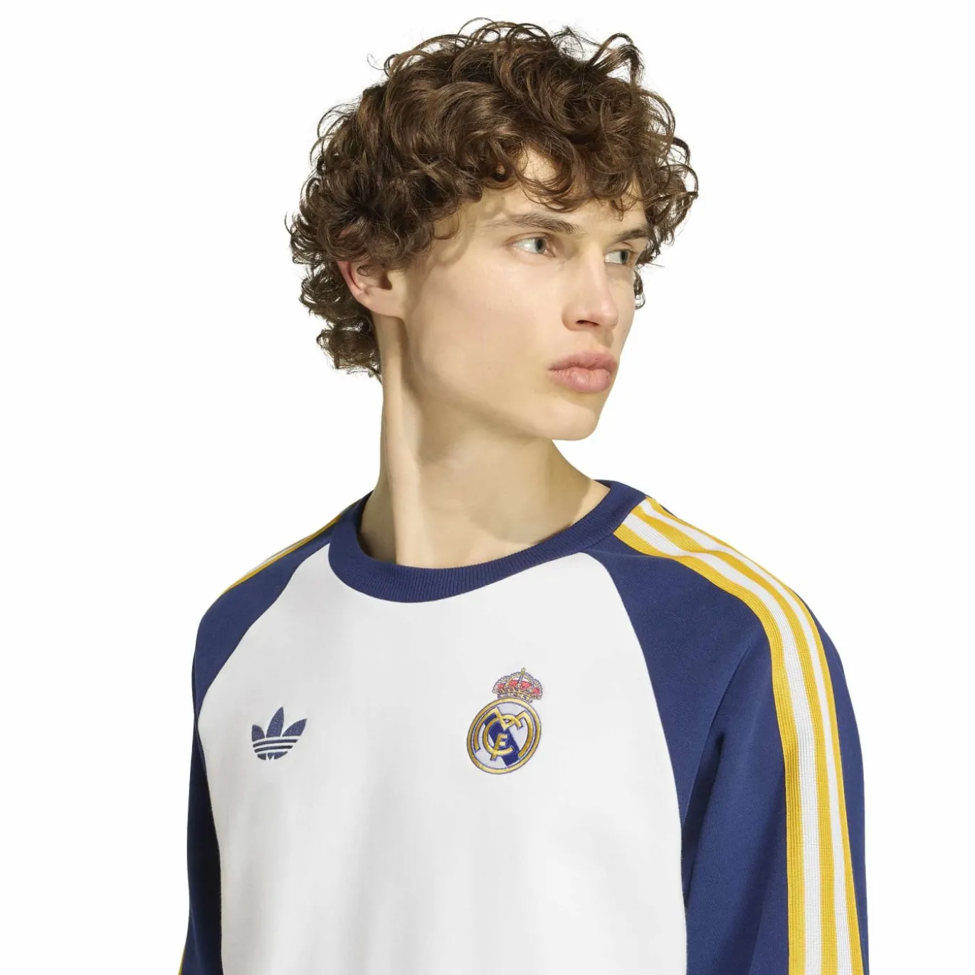 adidas Real Madrid Originals Crew Sweater Wit Donkerblauw Lichtoranje