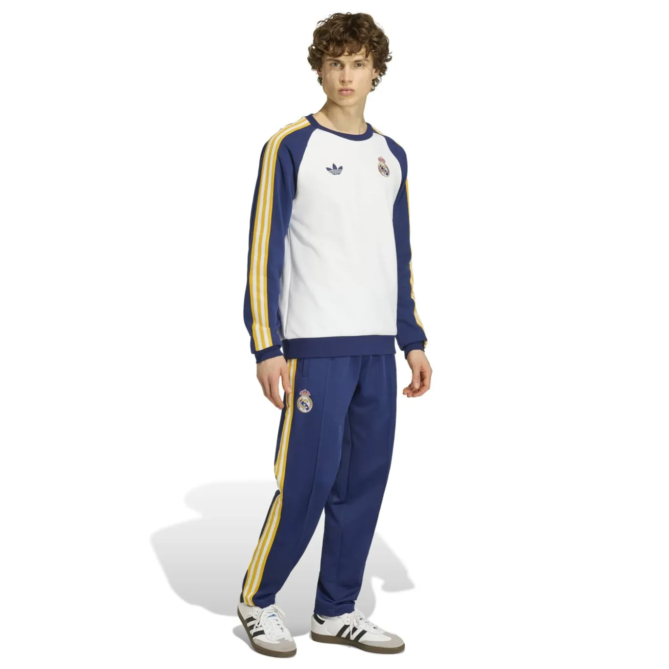 adidas Real Madrid Originals Crew Trainingspak Wit Donkerblauw Lichtoranje