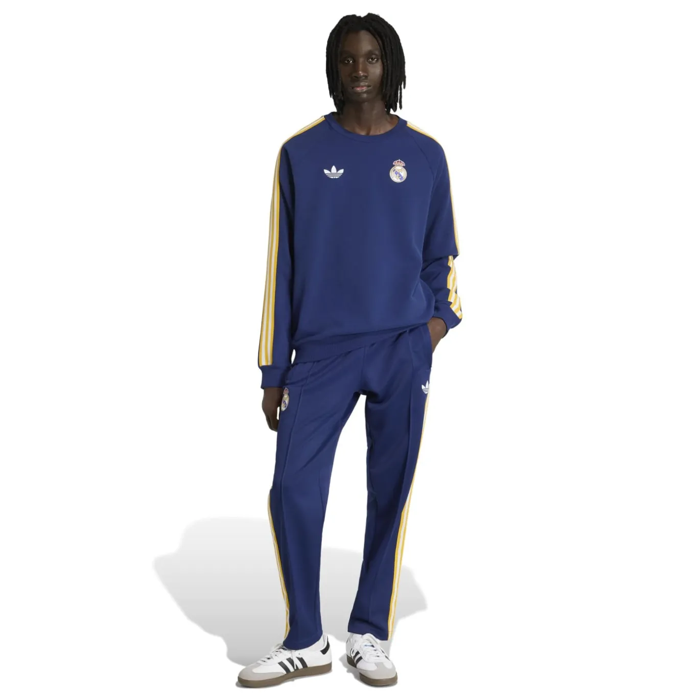 adidas Real Madrid Originals Crew Trainingspak Donkerblauw Wit Goud