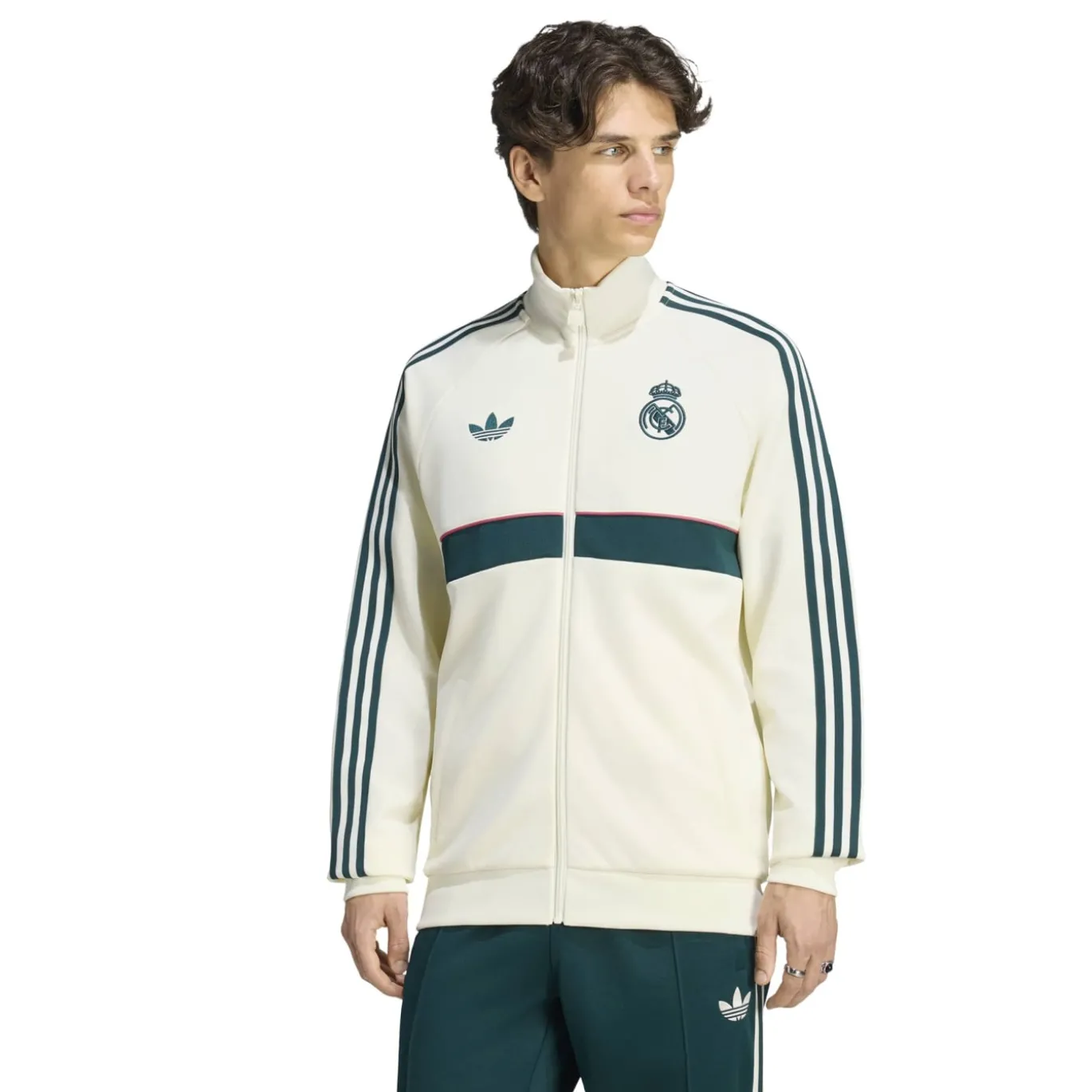 adidas Real Madrid Originals Trainingsjack Beige Donkergroen Roze