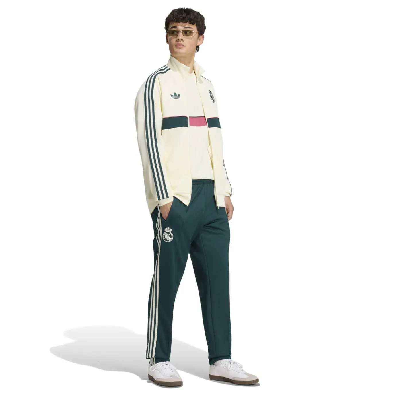 adidas Real Madrid Originals Trainingspak Full-Zip Beige Donkergroen Wit Roze