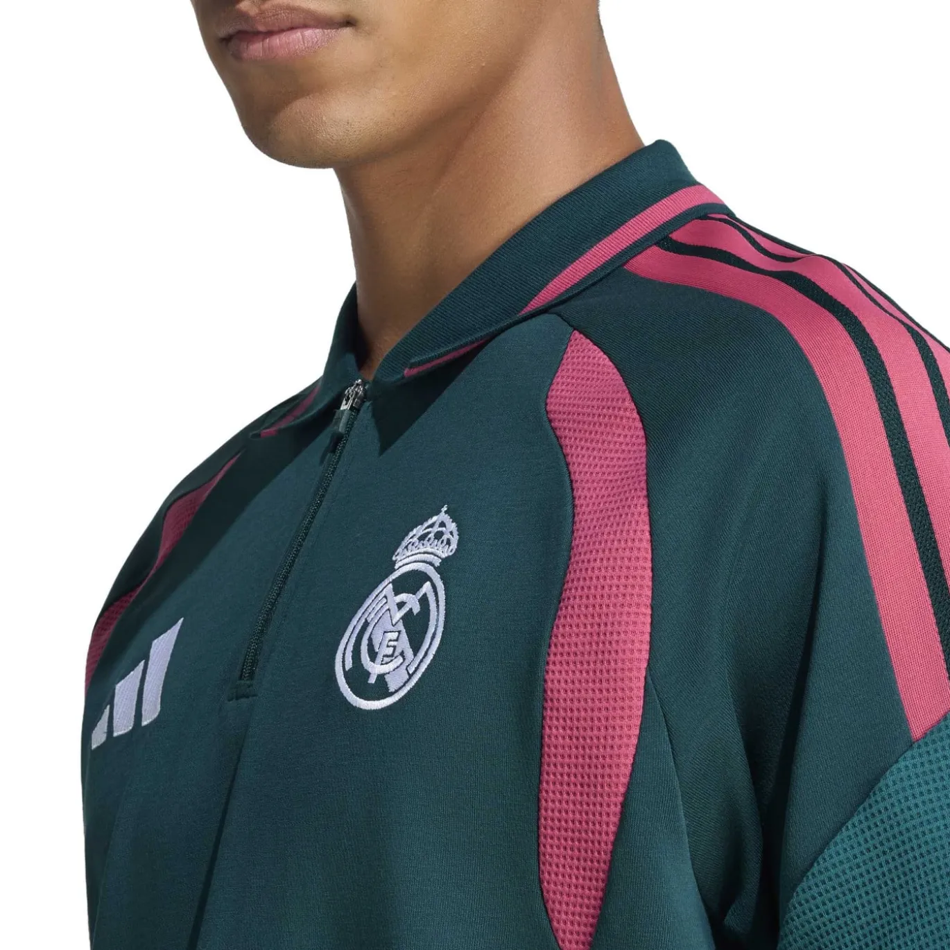 adidas Real Madrid Polo 2026-2027 Donkergroen Roze Wit