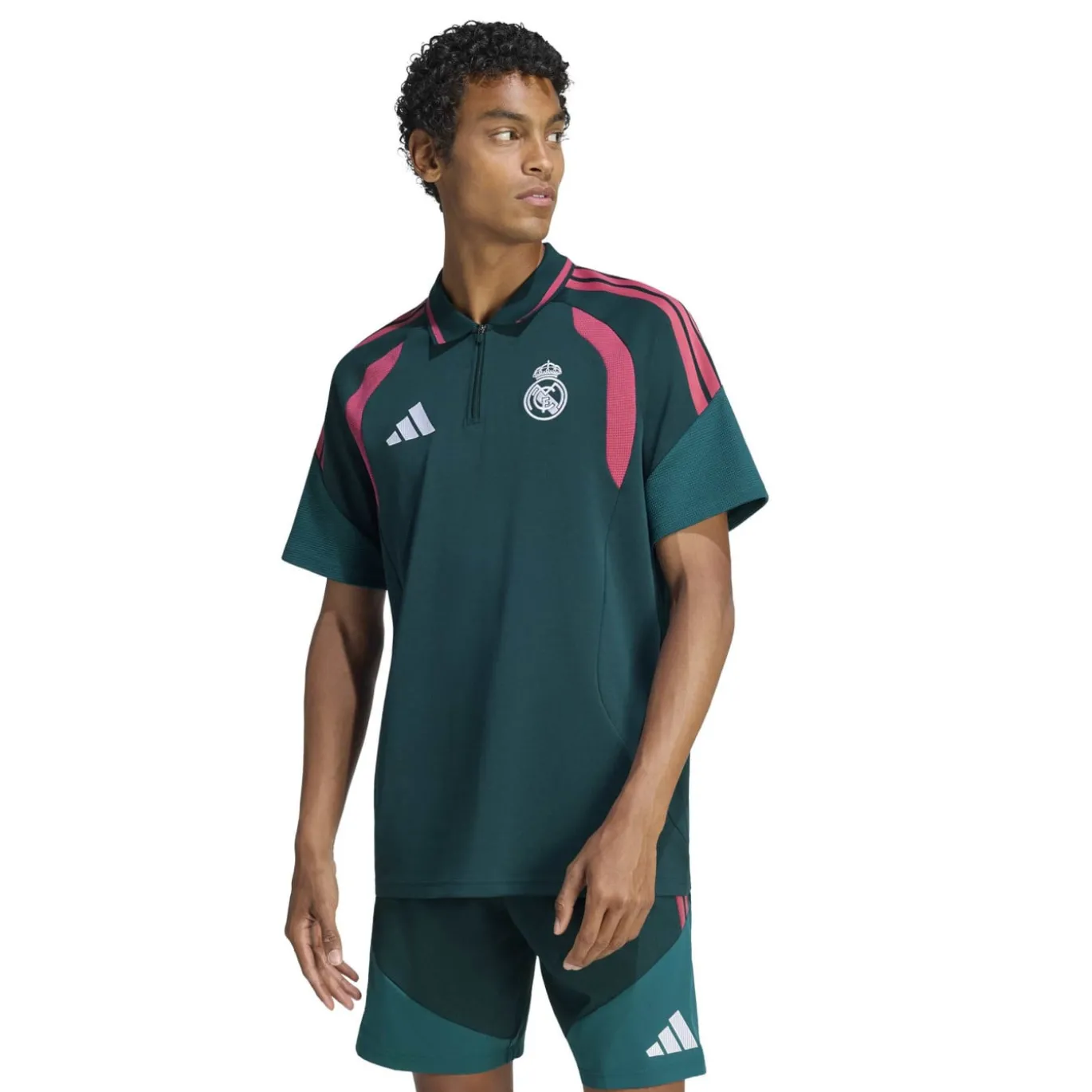 adidas Real Madrid Polo 2026-2027 Donkergroen Roze Wit