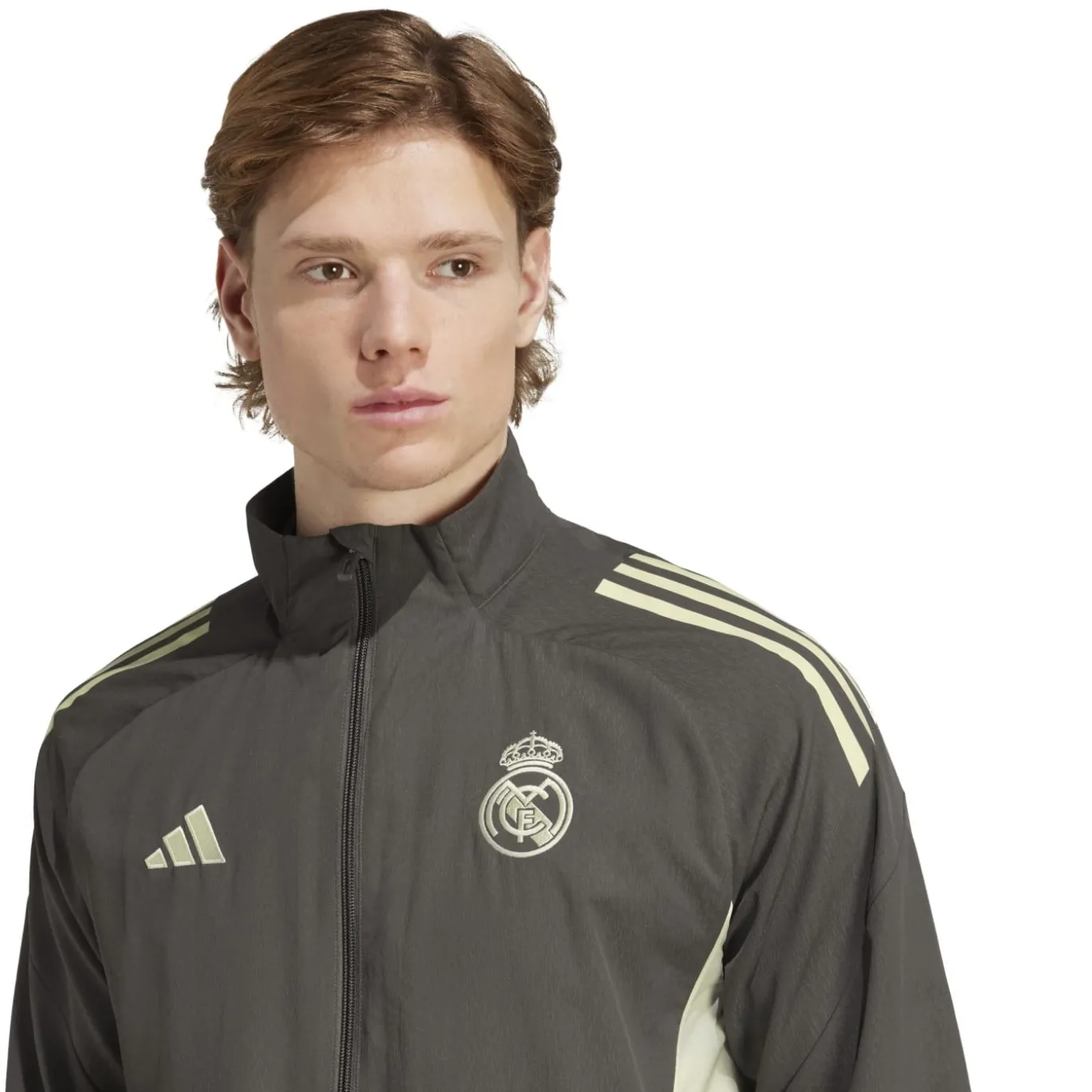 adidas Real Madrid Presentatie Trainingspak Full-Zip 2025-2026 Grijs Lichtgroen