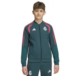 adidas Real Madrid Presentatie Trainingsjack 2026-2027 Kids Donkergroen Roze Wit