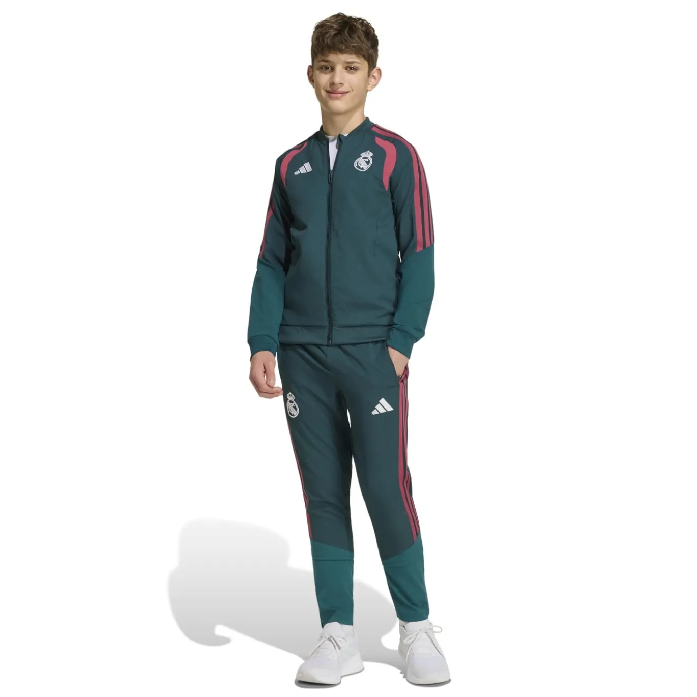 adidas Real Madrid Presentatie Trainingspak 2026-2027 Kids Donkergroen Roze Wit