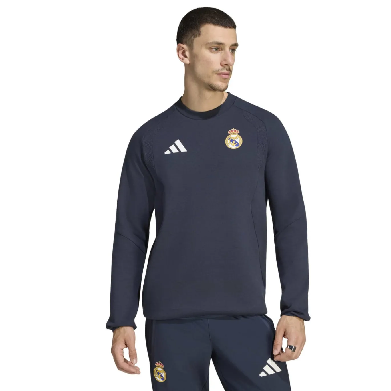 adidas Real Madrid Tiro Travel Crew Sweater 2026-2027 Donkerblauw Wit