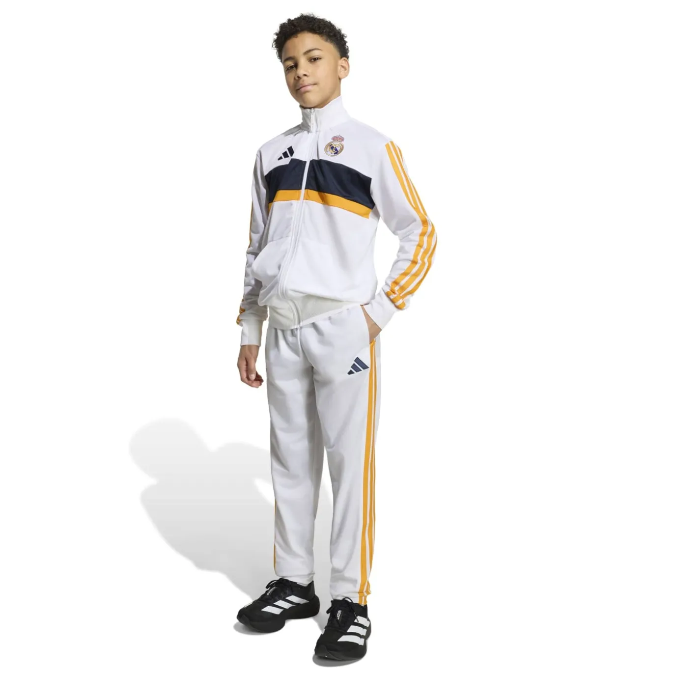 adidas Real Madrid Trainingspak 2026-2027 Kids Wit Donkergrijs Oranje