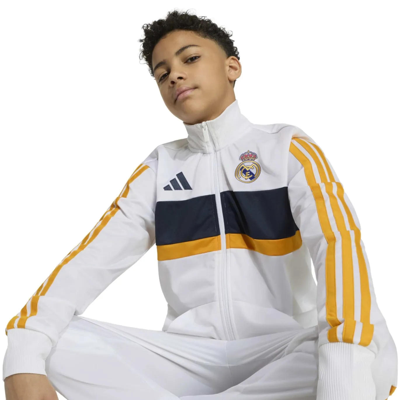 adidas Real Madrid Trainingspak 2026-2027 Kids Wit Donkergrijs Oranje