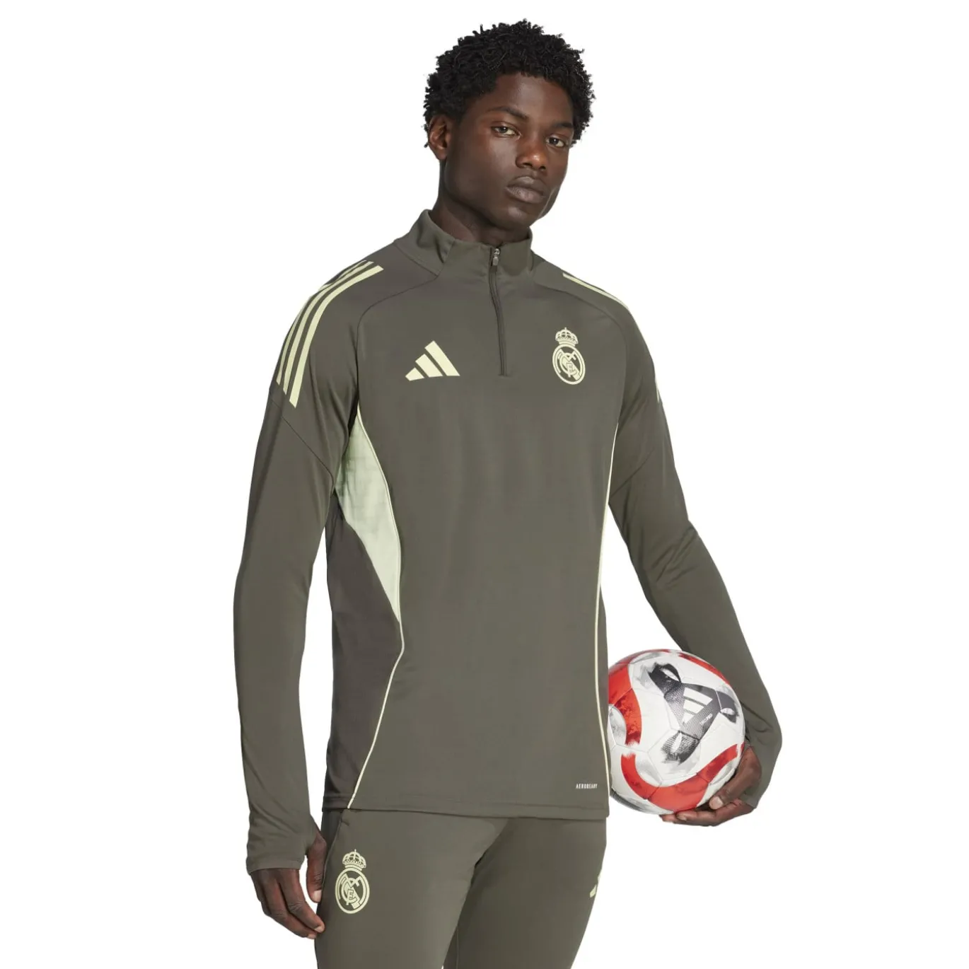 adidas Real Madrid Trainingstrui 1/4-Zip 2025-2026 Grijs Lichtgroen