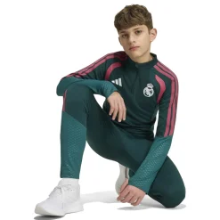 adidas Real Madrid Trainingstrui 1/4-Zip 2026-2027 Kids Donkergroen Roze Wit
