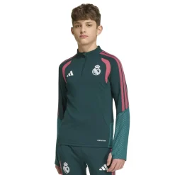 adidas Real Madrid Trainingstrui 1/4-Zip 2026-2027 Kids Donkergroen Roze Wit